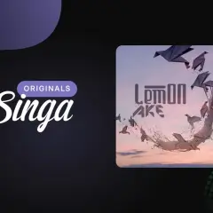 Singa Originals prezentuje okładkę z napisem LEMON LAKE i origami ptaków.