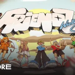 Ilustracja z napisem "Friendz Wielki Powrót" i grupą dzieci w stylu anime.