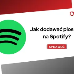 Dowiedz się, jak dodać piosenkę na Spotify. Ikona Spotify i napis "Sprawdź".