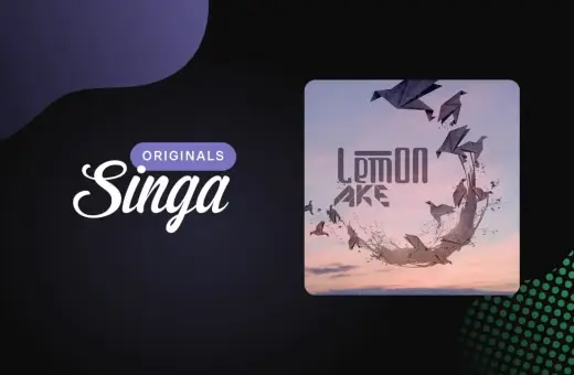 Singa Originals prezentuje okładkę z napisem LEMON LAKE i origami ptaków.