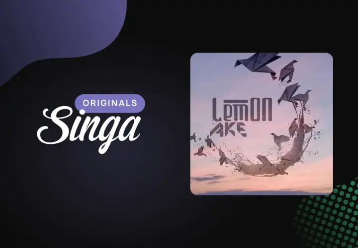 Singa Originals prezentuje okładkę z napisem LEMON LAKE i origami ptaków.