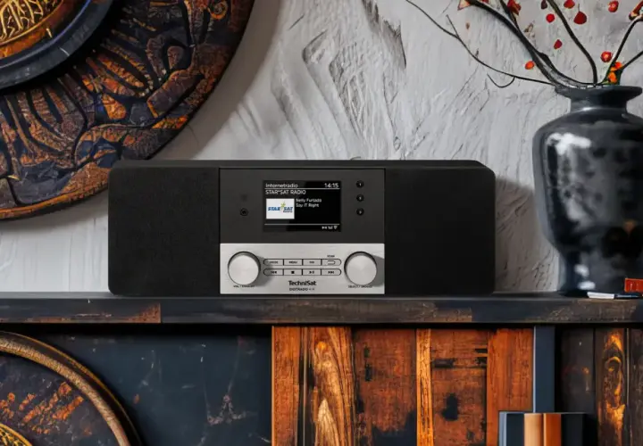 Eleganckie radio TechniSat z funkcją polskie radio internetowe, idealne do każdego wnętrza.