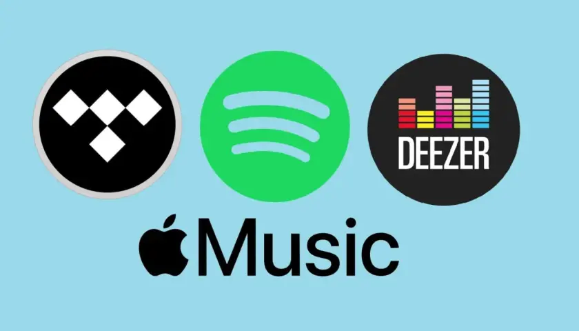 Loga Tidal, Spotify, Deezer i Apple Music. Wybierz swoją ulubioną platformę do tworzenia playlisty muzycznej.
