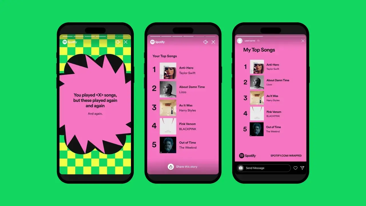 Kiedy jest Spotify Wrapped, widzimy podsumowanie ulubionych piosenek, takich jak "Anti-Hero" Taylor Swift.