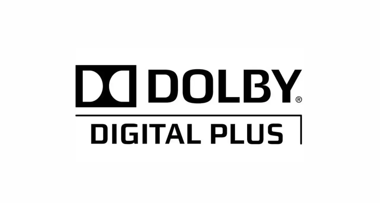 Logo Dolby Digital Plus. Ciesz się kinową jakością dźwięku w swoim domu dzięki tej technologii.