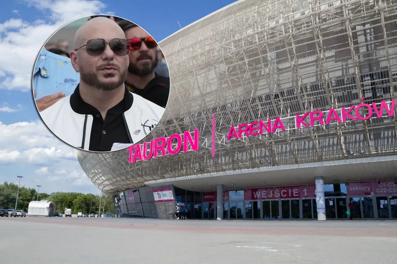Pitbull w Polsce, przed Tauron Areną Kraków.