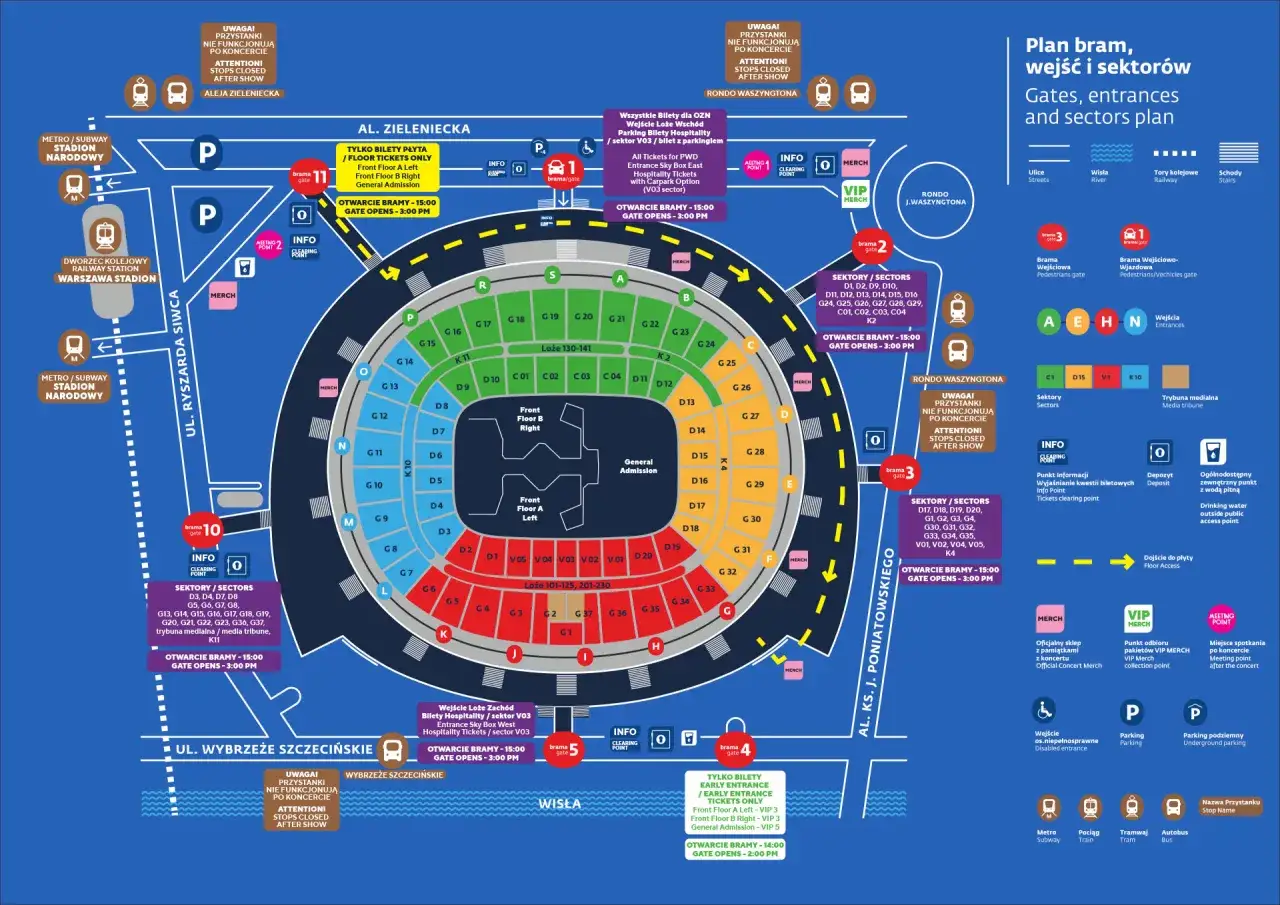 PGE Narodowy mapa sektorów koncert Taylor Swift